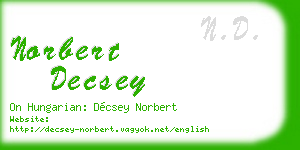 norbert decsey business card