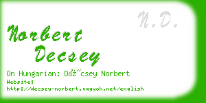 norbert decsey business card